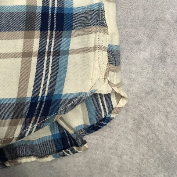 Lucky Brand Men Button Up Plaid Shirt size XL Short Sleeve Blue White California - Picture 10 of 15